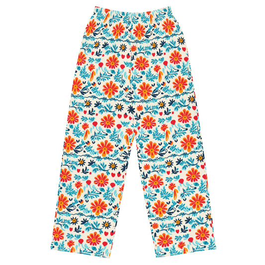 Orange Flowers Pattern Pajamas / Sweat Bottoms