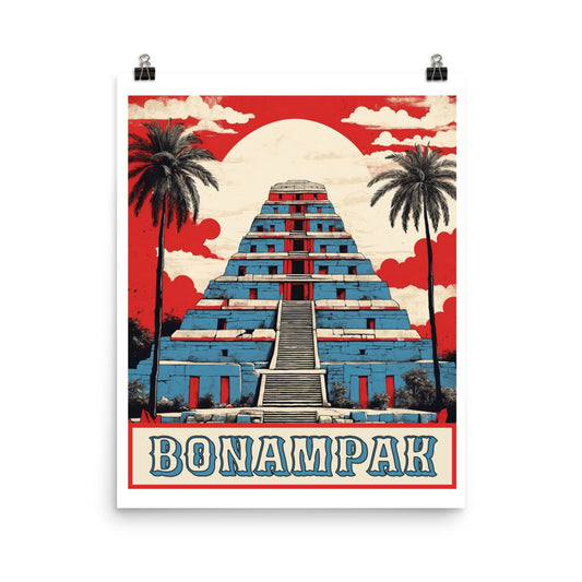 Bonampak Mexico Travel Vintage Poster Art Prints