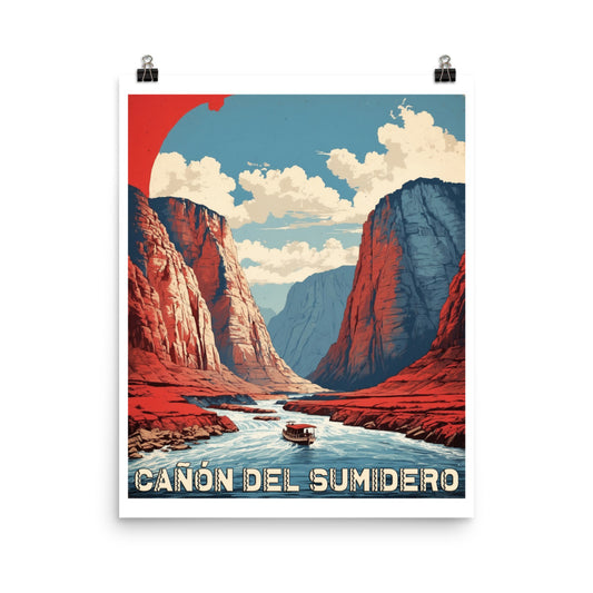 Cañón del Sumidero Mexico Travel Vintage Poster Art Prints