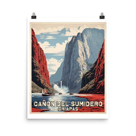 Cañón del Sumidero Mexico Travel Vintage Poster Art Prints