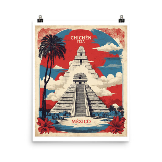 Chichen Itza Mexico Travel Vintage Poster Art Prints