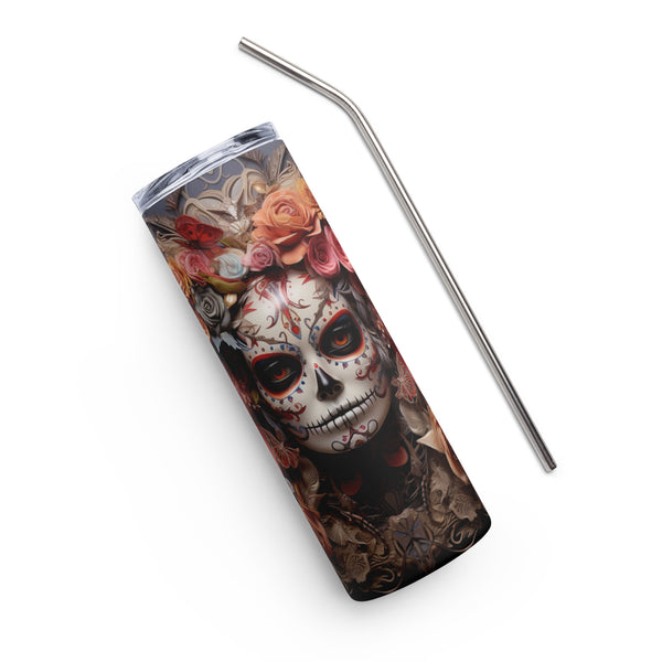 Angel Mexican Sugar Skull Stainless Steel Tumbler Angel Mexican Sugar Skull Stainless Steel Tumbler