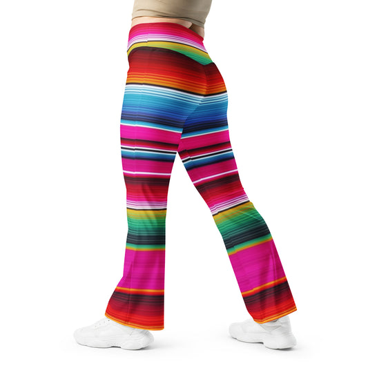 Shades of Pink Mexican Serape Printed Flare leggings