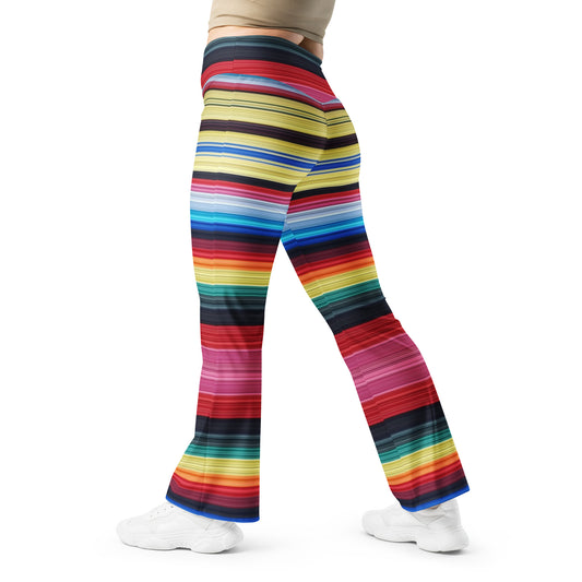 Hint of Yellow Mexican Serape Printed Flare leggings