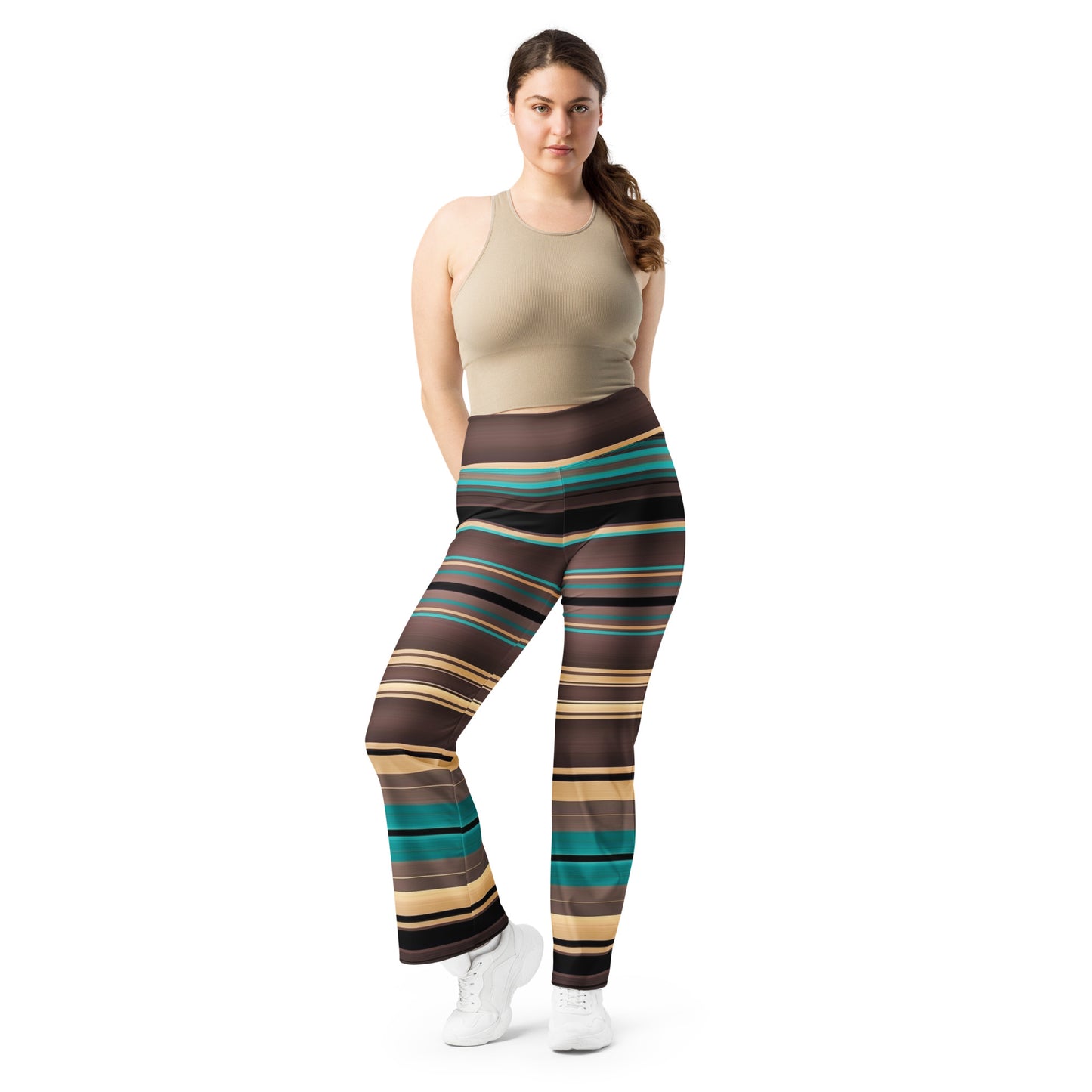Shades of Brown Mexican Serape Printed Flare leggings