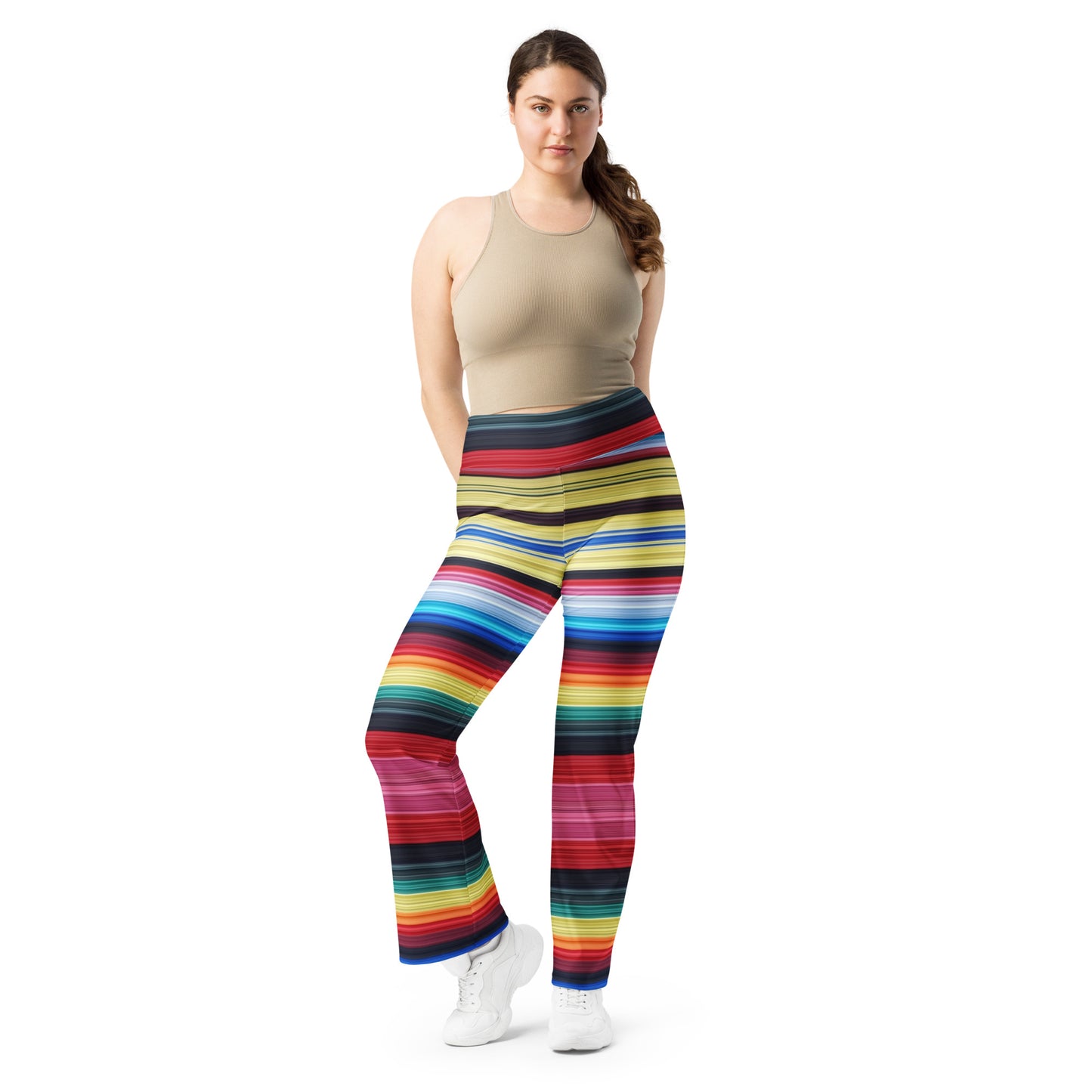 Hint of Yellow Mexican Serape Printed Flare leggings