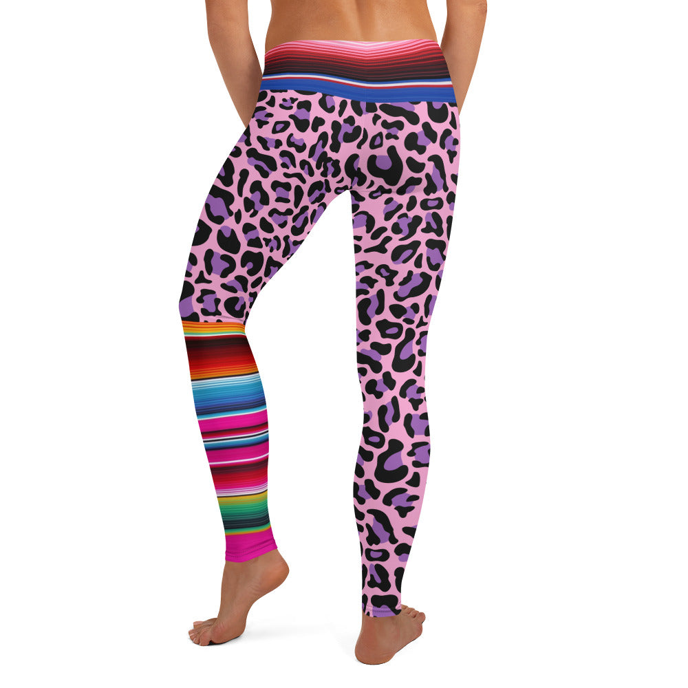 Pink Serape Leopard Print Leggings