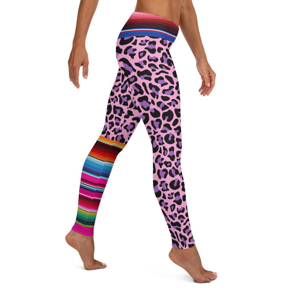Pink Serape Leopard Print Leggings