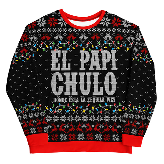 El Papi Chulo Donde Esta La Tequila Wey Ugly Christmas Sweatshirt
