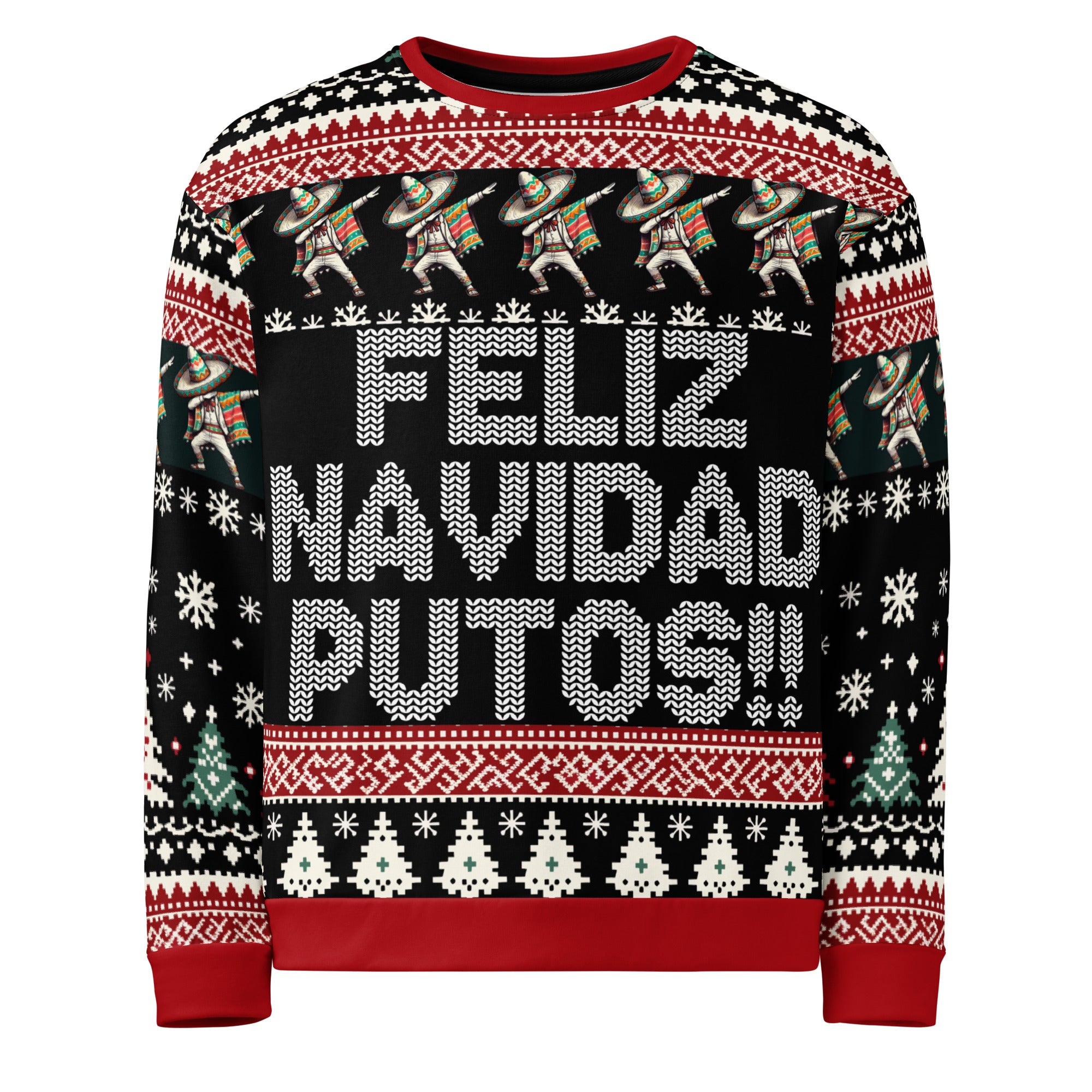 Feliz Navidad Putos Ugly Navidad Sweatshirt for Latinos - Fleece-lined ...