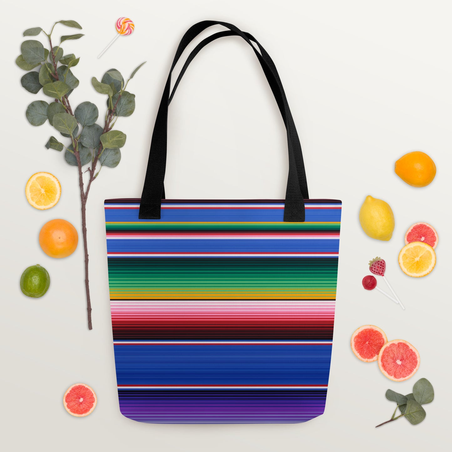 Mexican Serape Shades of Blue Tote bag for Latina