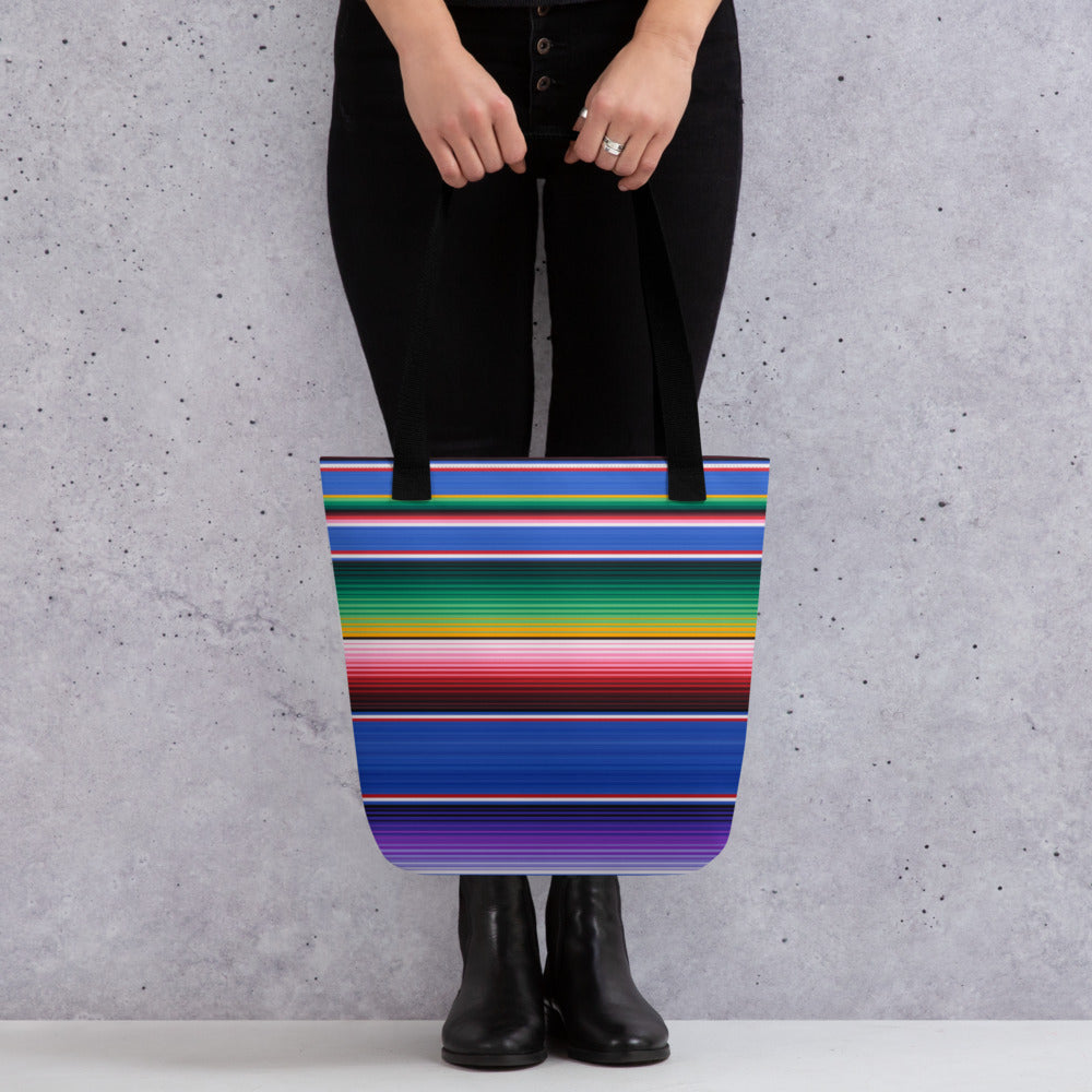 Mexican Serape Shades of Blue Tote bag for Latina