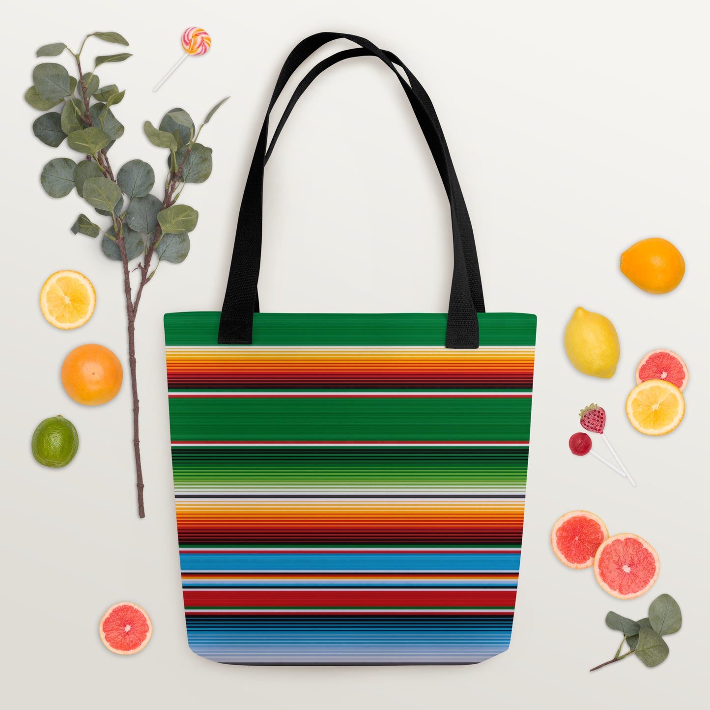 Mexican Serape Shades of Green Tote bag for Latina