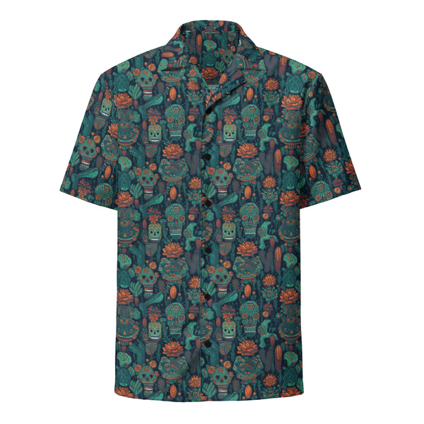 Calavera Garden Button-Up Guayabera - Noche Viva Edition