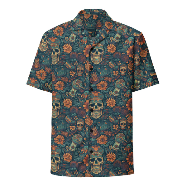 Calavera Jungle Button-Up Shirt - Espíritu Azteca Edition