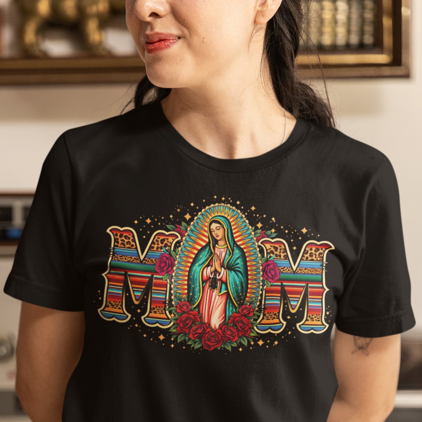 Mexicana Mom Virgen de Guadalupe Serape T-Shirt