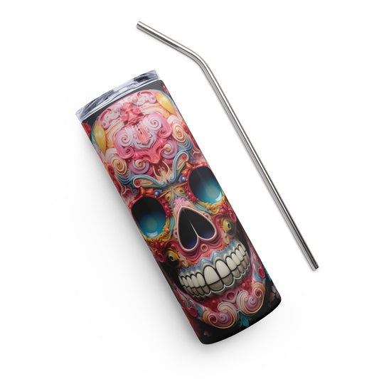 Cotton Candy Mexican Sugar Skull Stainless Steel Tumbler