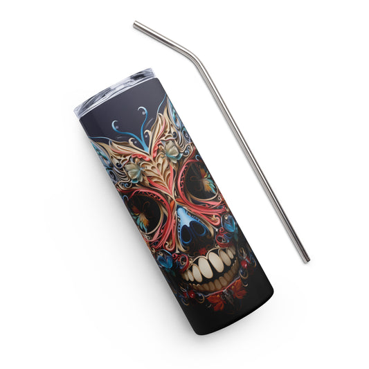 Butterfly Mexican Sugar Skull Stainless steel tumbler