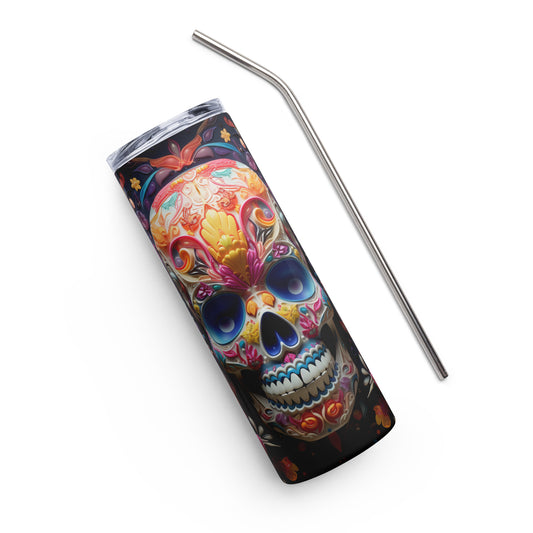 Floral Balloon Mexican Sugar Skull Stainless steel tumbler