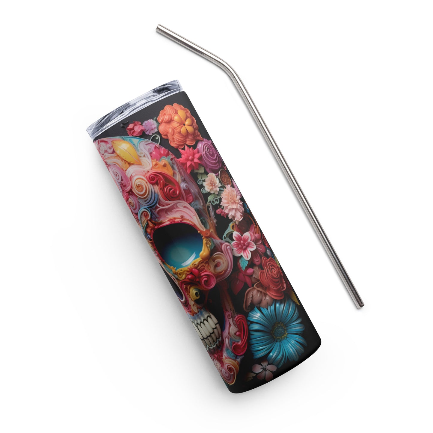 Cotton Candy Mexican Sugar Skull Stainless Steel Tumbler