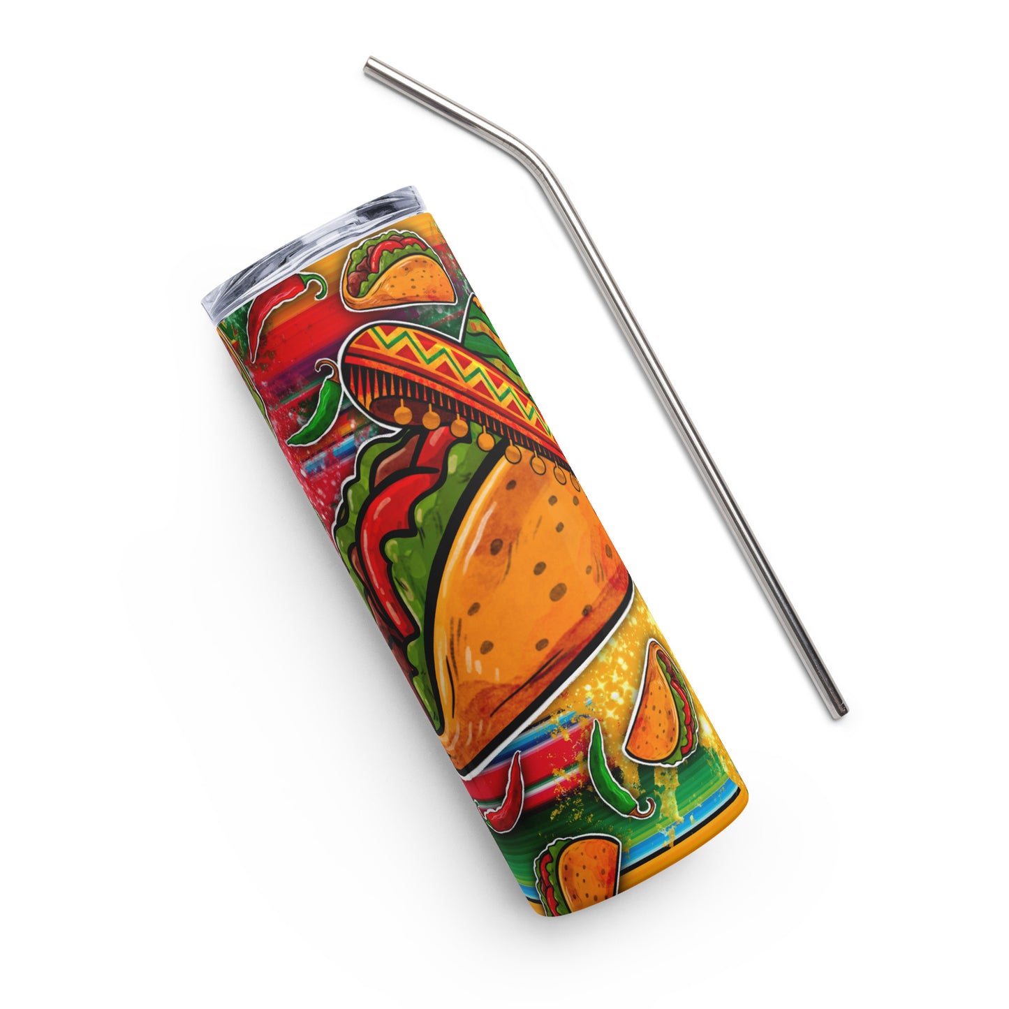 Tacos Y Sombrero Mexico Vibes Stainless steel tumbler