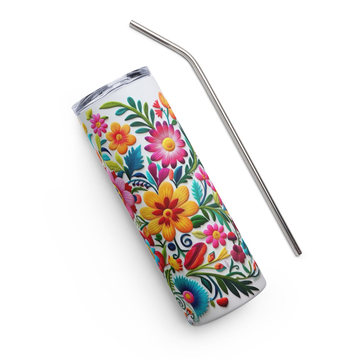 Mexican Floral Art Stainless steel tumbler for Latinos