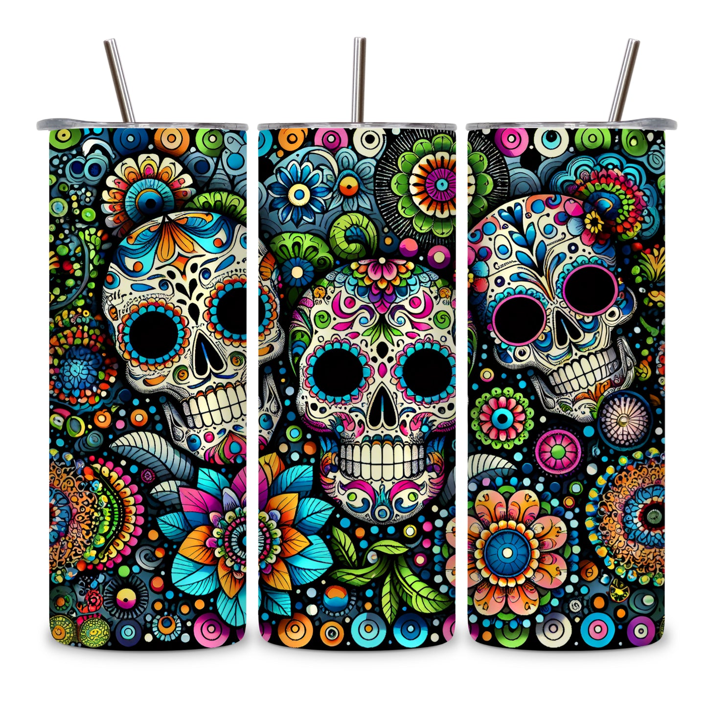 sugar skull Mexican stainless steel tumbler