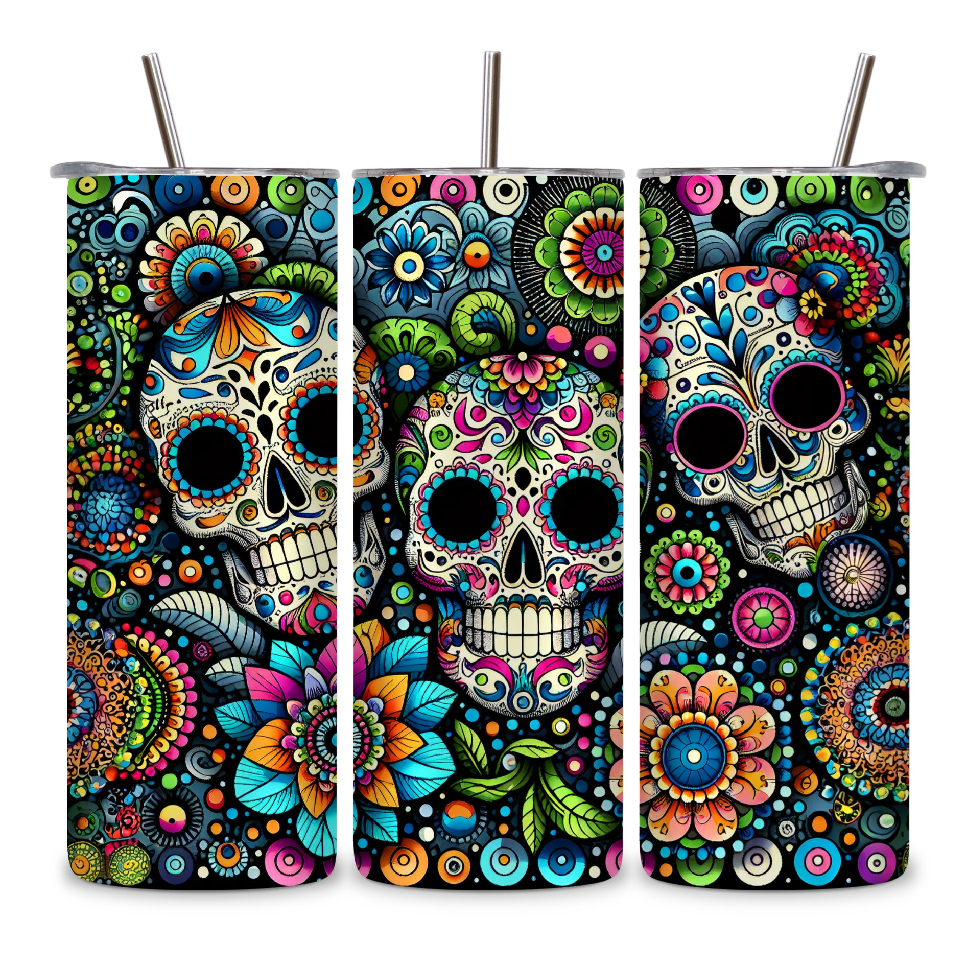 sugar skull Mexican stainless steel tumbler