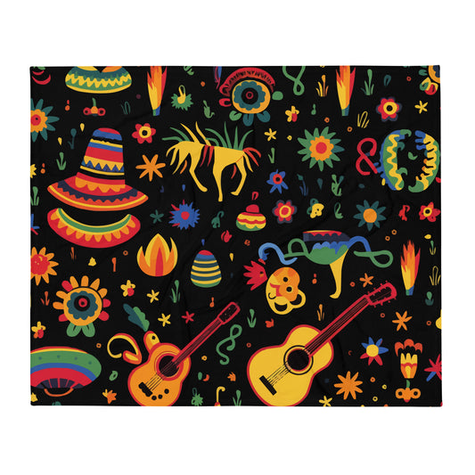 Traditional Mexican Art Throw Blanket #8