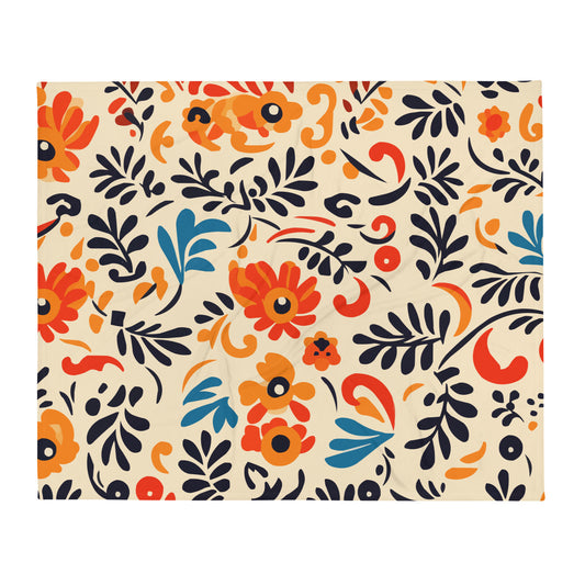 Floral Art Mexican Throw Blanket