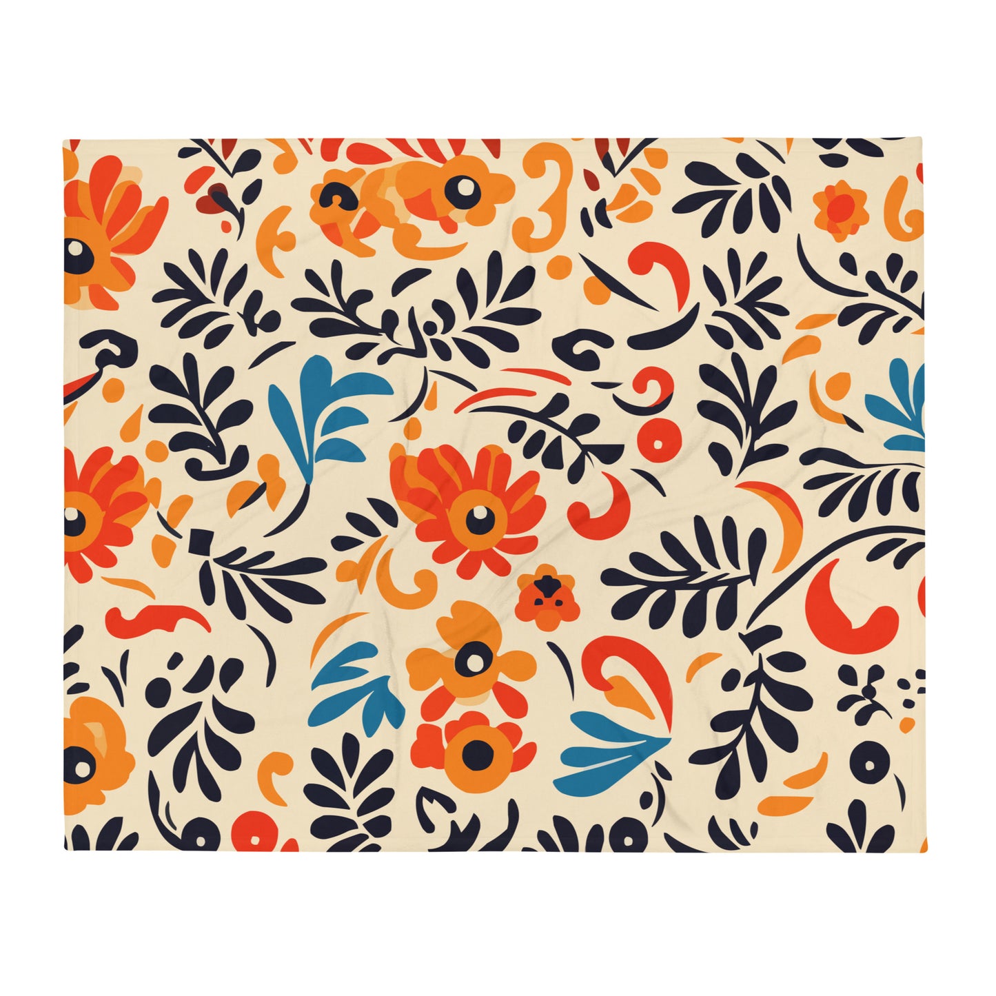 Floral Art Mexican Throw Blanket