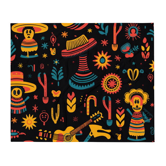 Mexican Folk Art Throw Blanket #12