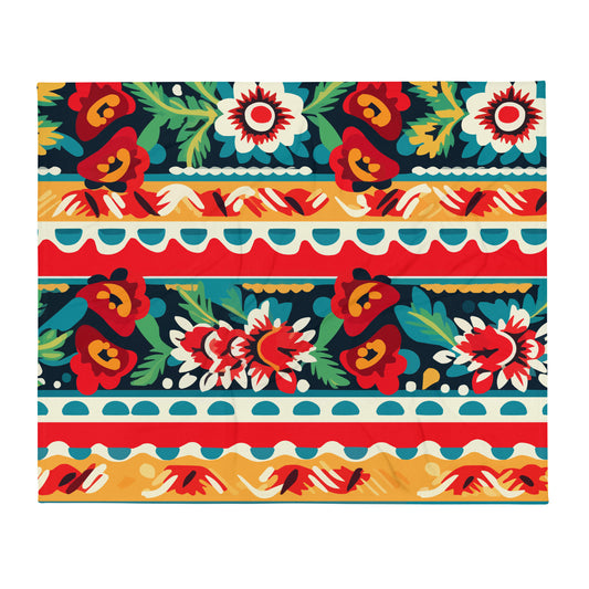 Floral Art Mexican Throw Blanket #13
