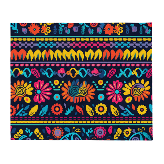 Traditional Art Mexican Throw Blanket #14