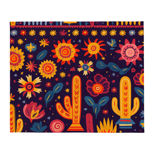 Traditional Art Mexican Throw Blanket #17