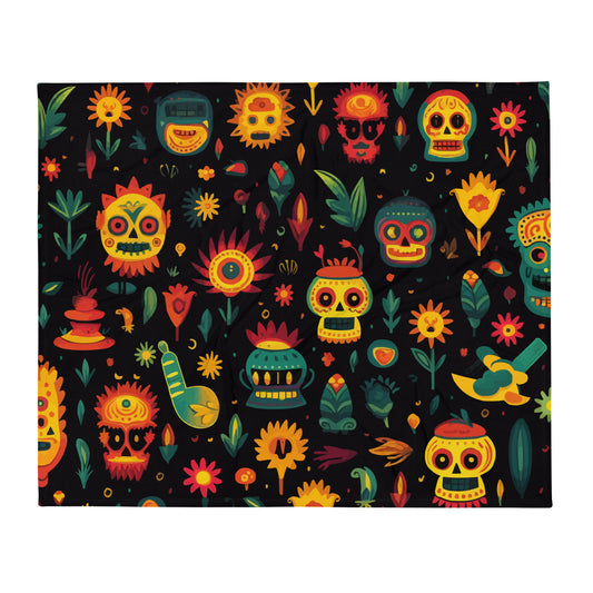 Sugar Skull Art Mexican Throw Blanket #19