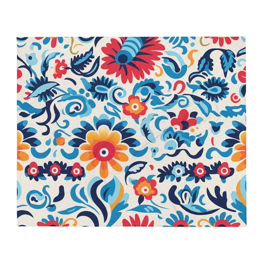 Floral Design Mexican Throw Blanket #21