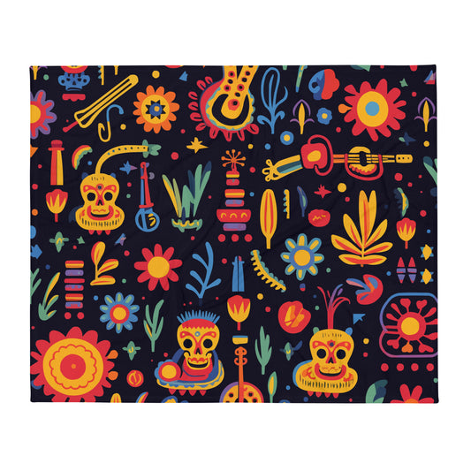 Mexican Folk Art Throw Blanket #23
