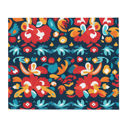 Floral Pattern Mexican Throw Blanket #25