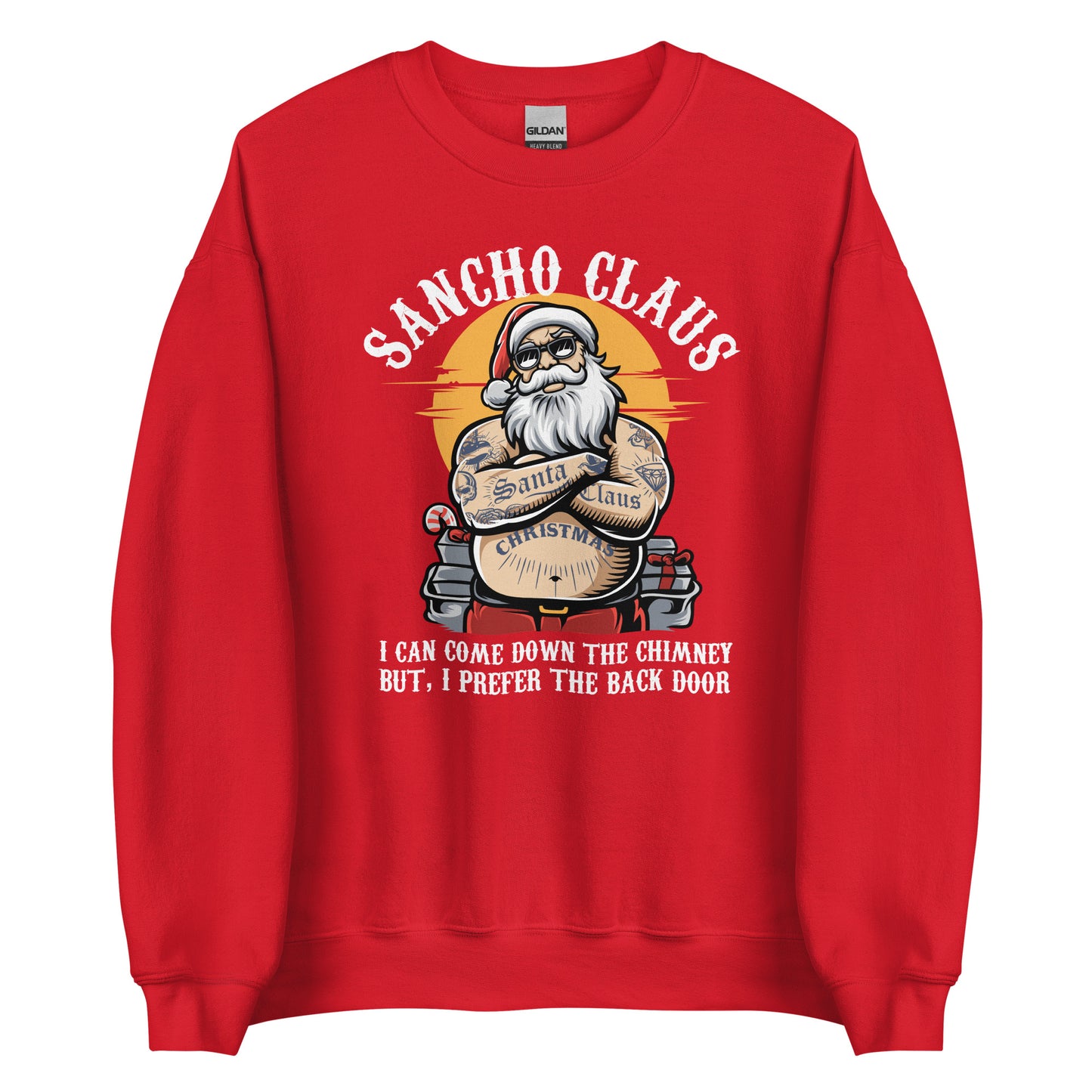 Sancho Claus I Prefer the Back Door Ugly Christmas Sweatshirt