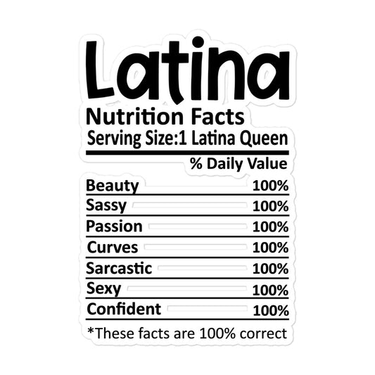 Latina Nutrition Facts Bubble-free Sticker