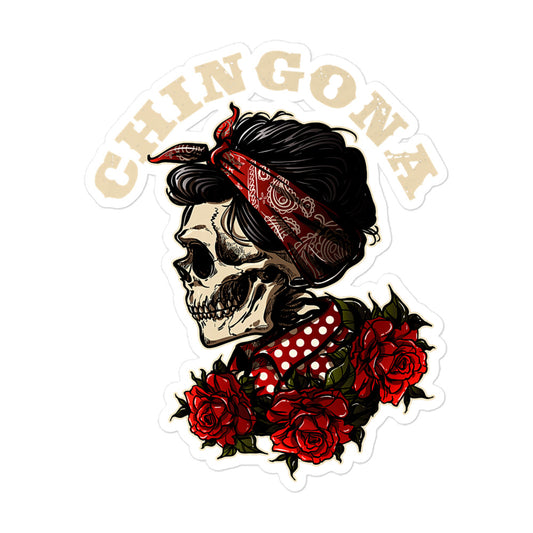 Chingona Red Roses & Bandana Sticker