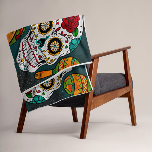 Sugar Skull Fiesta Throw Blanket 50" x 60"