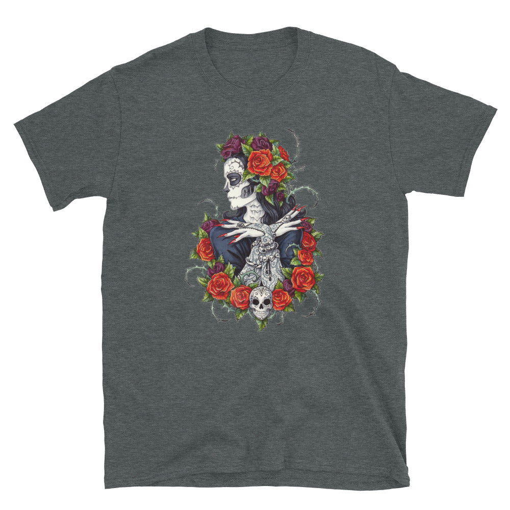 Rose Lady Dia De Los Muertos T-Shirt