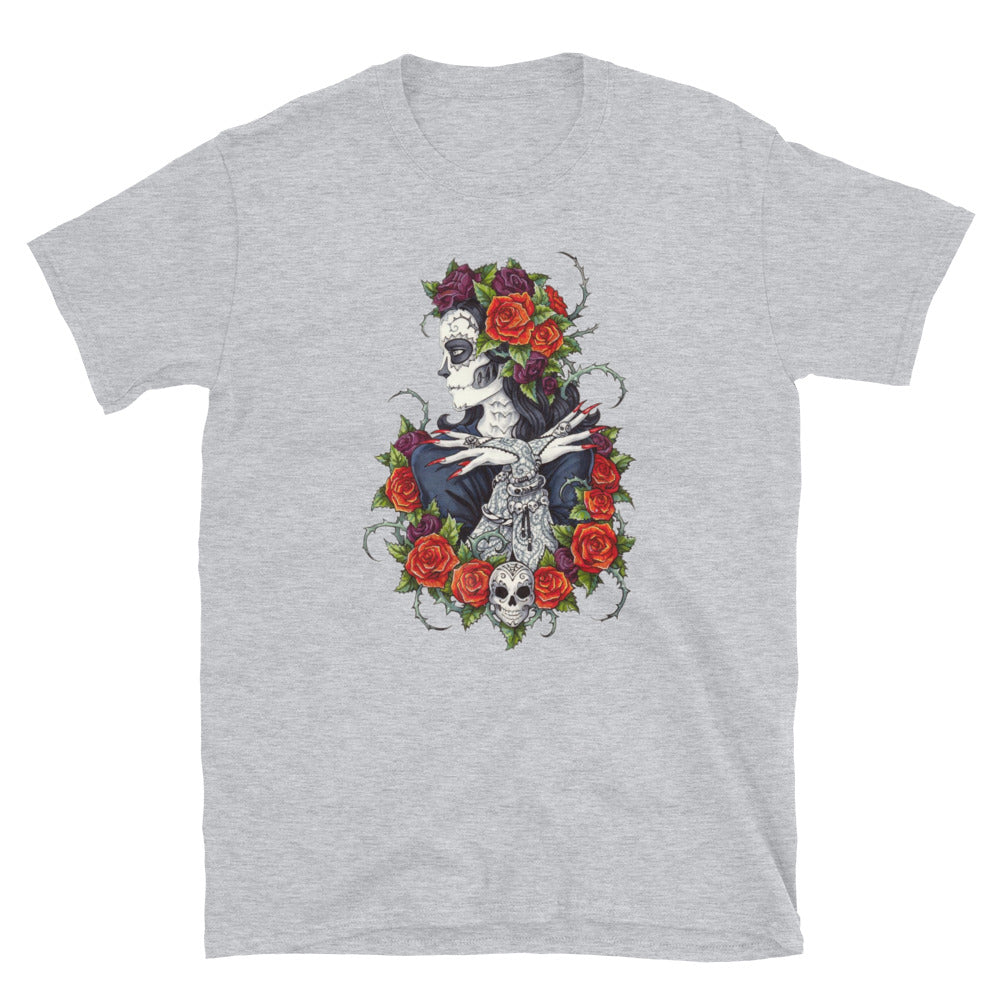 Rose Lady Dia De Los Muertos T-Shirt