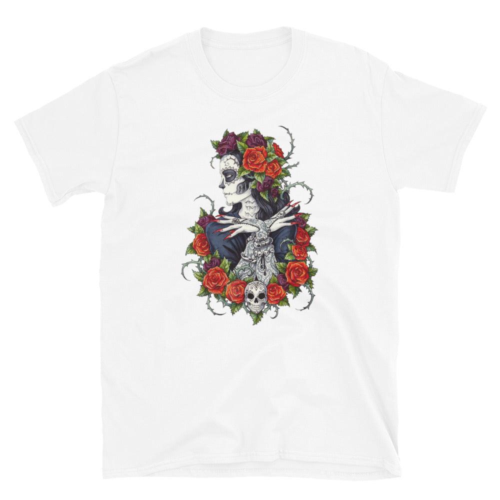 Rose Lady Dia De Los Muertos T-Shirt