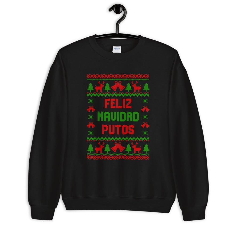 Feliz Navidad Putos Ugly Christmas Sweater Cotton Sweatshirt