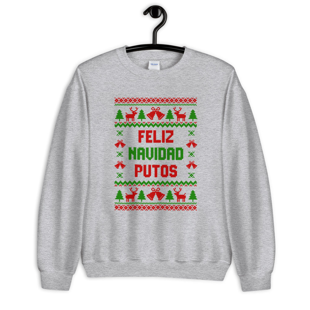 Feliz Navidad Putos Ugly Christmas Sweater Cotton Sweatshirt