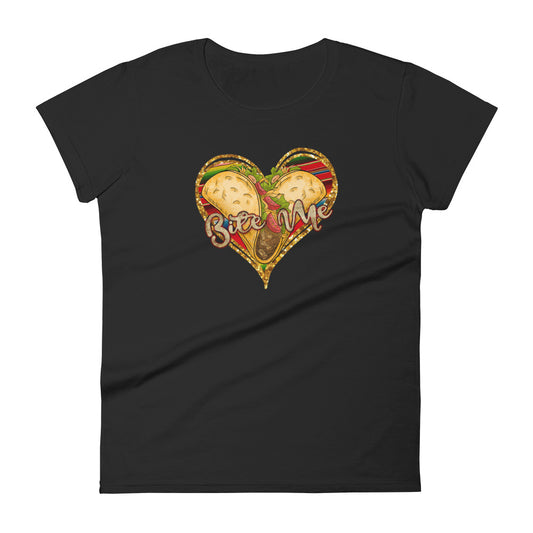 Bite Me Taco Heart T-Shirt for Women