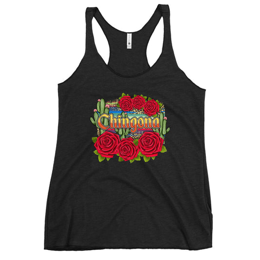 Chingona Red Roses Racerback Tank